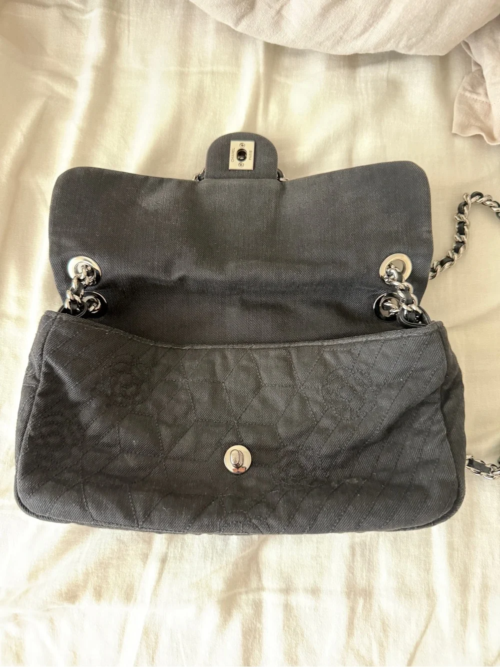 Chanel Camellia Flap Bag Denim Black 2011
